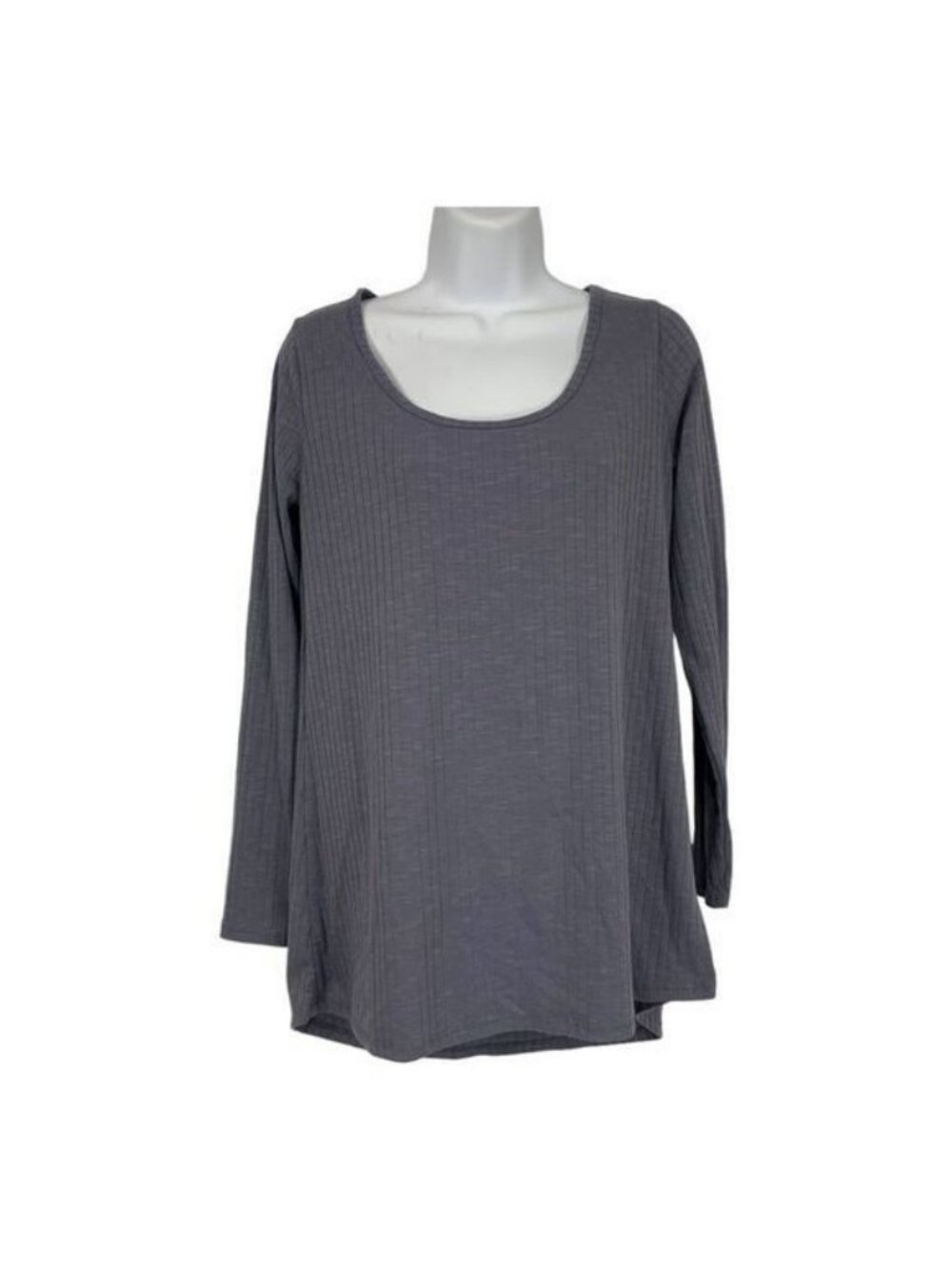 LuLaRoe Simply Comfortable Womens Top Gray Ribbed Long Sleeve Scoop Neck XS